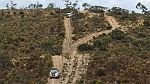 21-DJ watches how Zebra drive the dune next to the rusty border fence